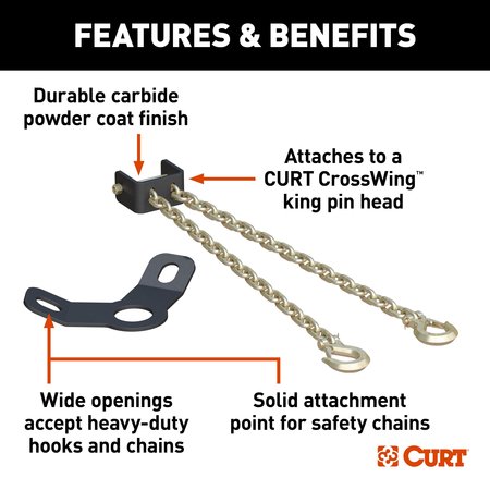 Curt CrossWing 5th Wheel Safety Chain Assembly with Gooseneck Anchor Plate 16614